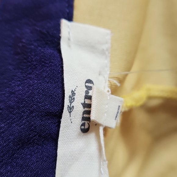 NWT Entro Yellow Crochet Lace Mini Shift Dress Navy Cross Halter Straps Size M - Picture 6 of 7